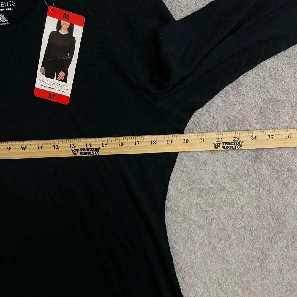 NEW Segments 100% Merino Wool Women's M Black Long Sleeve Top - Picture 5 of 9